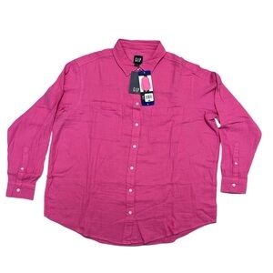 GAP Pink Gauze Button-Up Shirt Large Lightweight long sleeve NEW